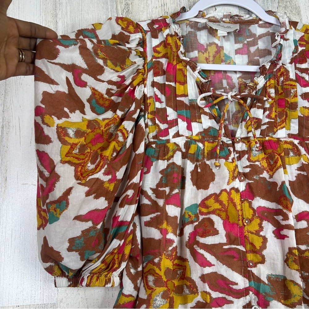 Cleobella Zola Blouse Women's Large Shea Multi Floral Art Print MSRP $296 - Picture 9 of 17